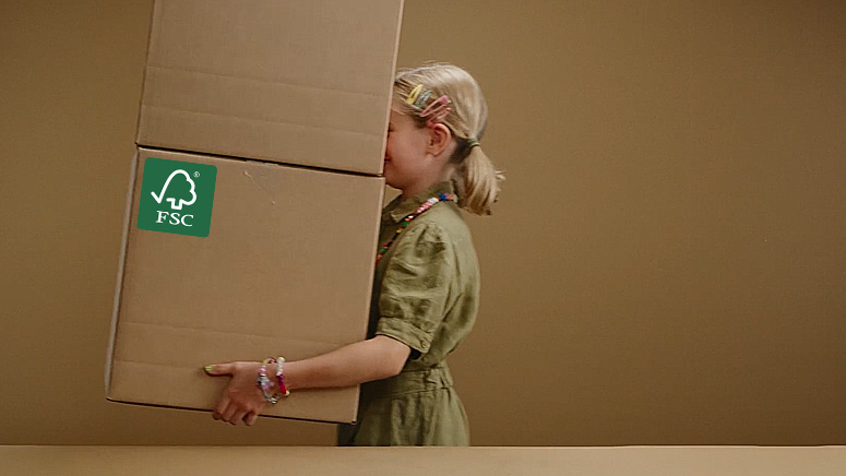 Pige bærer kasser - bæredygtig emballage