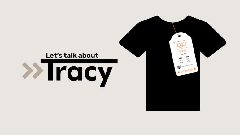 Tracy label system t-shirt med tag