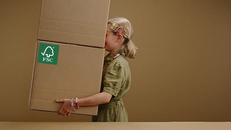 Pige bærer kasser - bæredygtig emballage